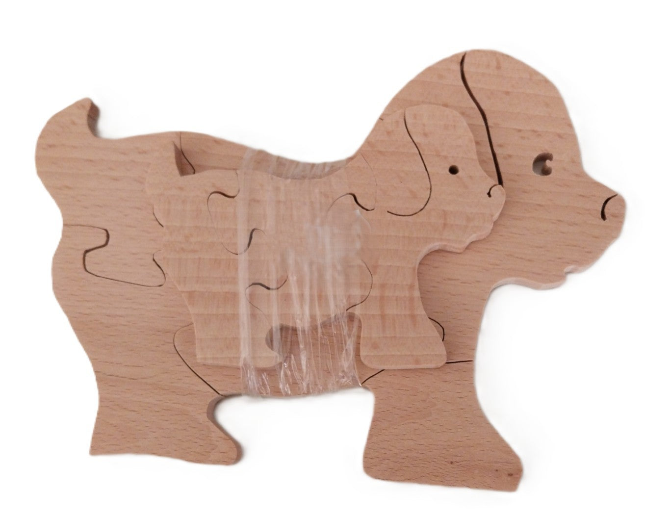 Jeux puzzle en bois massif, chien et son petit, enfants + 3 ans