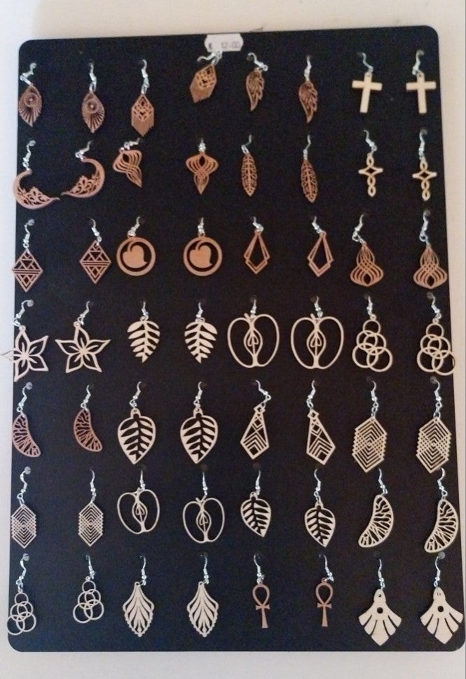 Boucles d'oreilles pendantes en bois