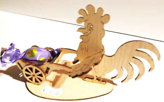 petit coq avec charrette